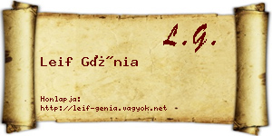 Leif Génia névjegykártya